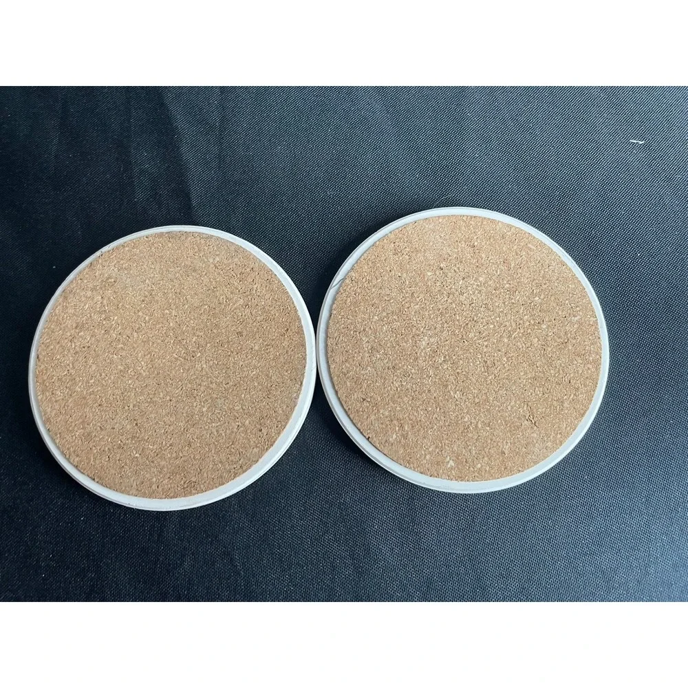 Fleur De Lis Stone Coasters Set of 2 Black Cream French Country Decor 4 Inch